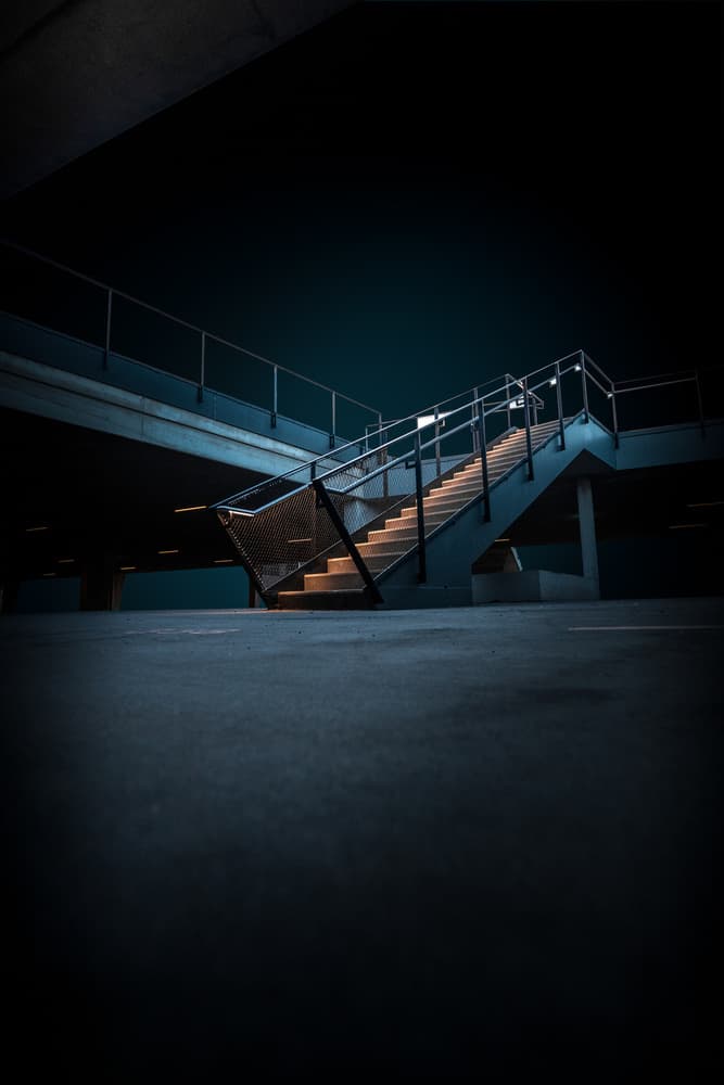 Modern Illuminated Staircase by Jörg  Vollrath — canvas wall art