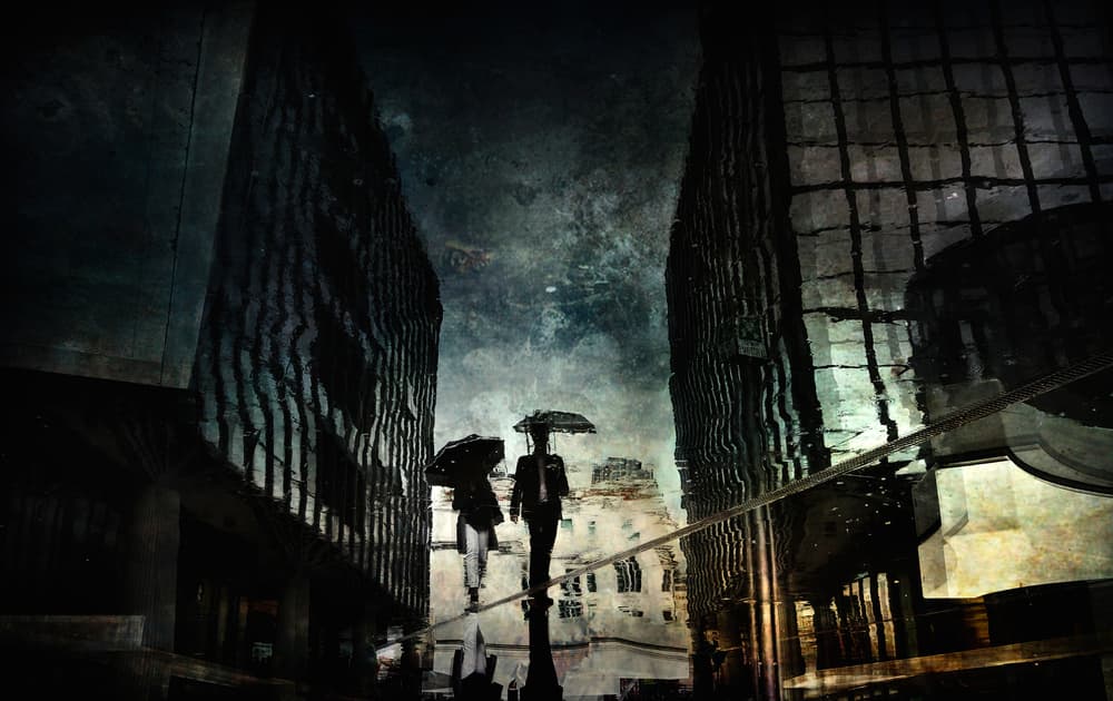 Rainy City Reflection by Antonio Grambone — canvas wall art