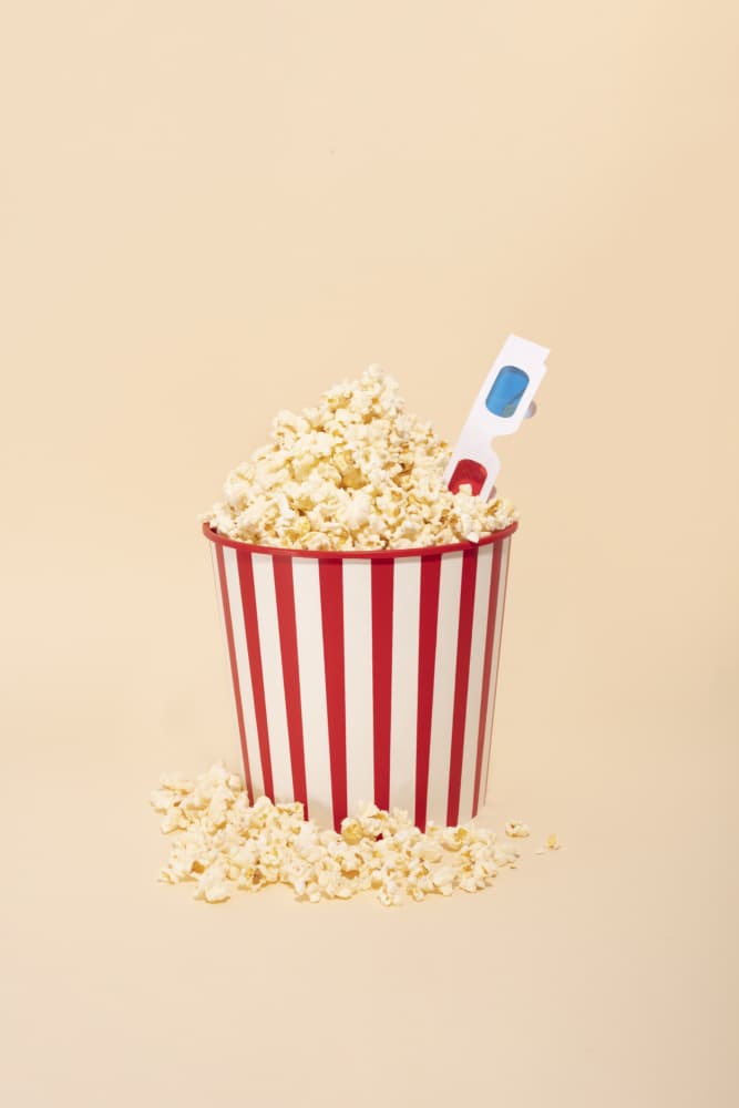 Movie Popcorn with Glasses by Julia Ramiro — canvas wall art