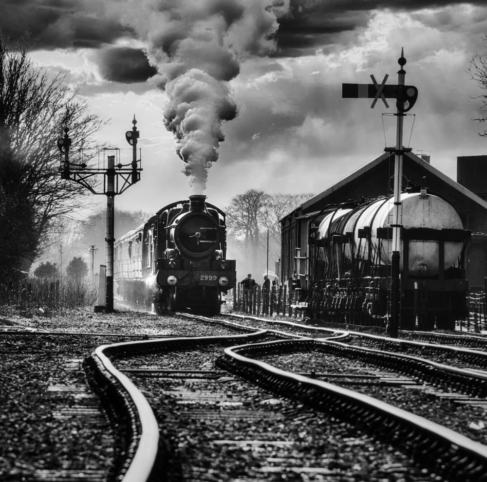 Dramatic Steam Train Arrival by Lee Kershaw — canvas wall art