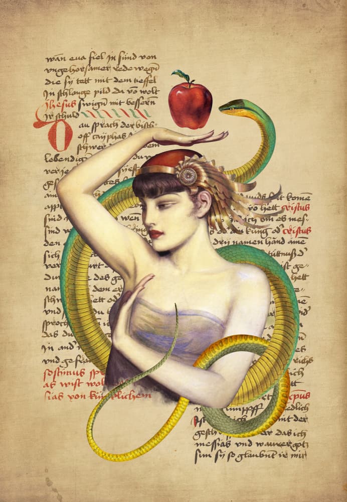 Eve and the Serpent by Paste in Place — canvas wall art