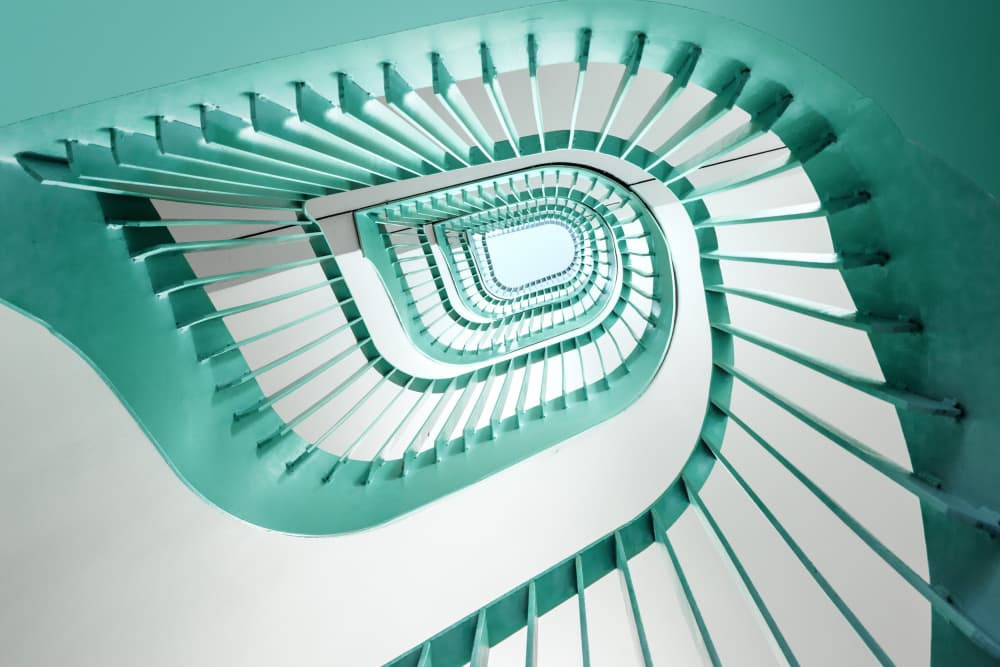 Modern Geometric Spiral Stairs by fotomarion — canvas wall art