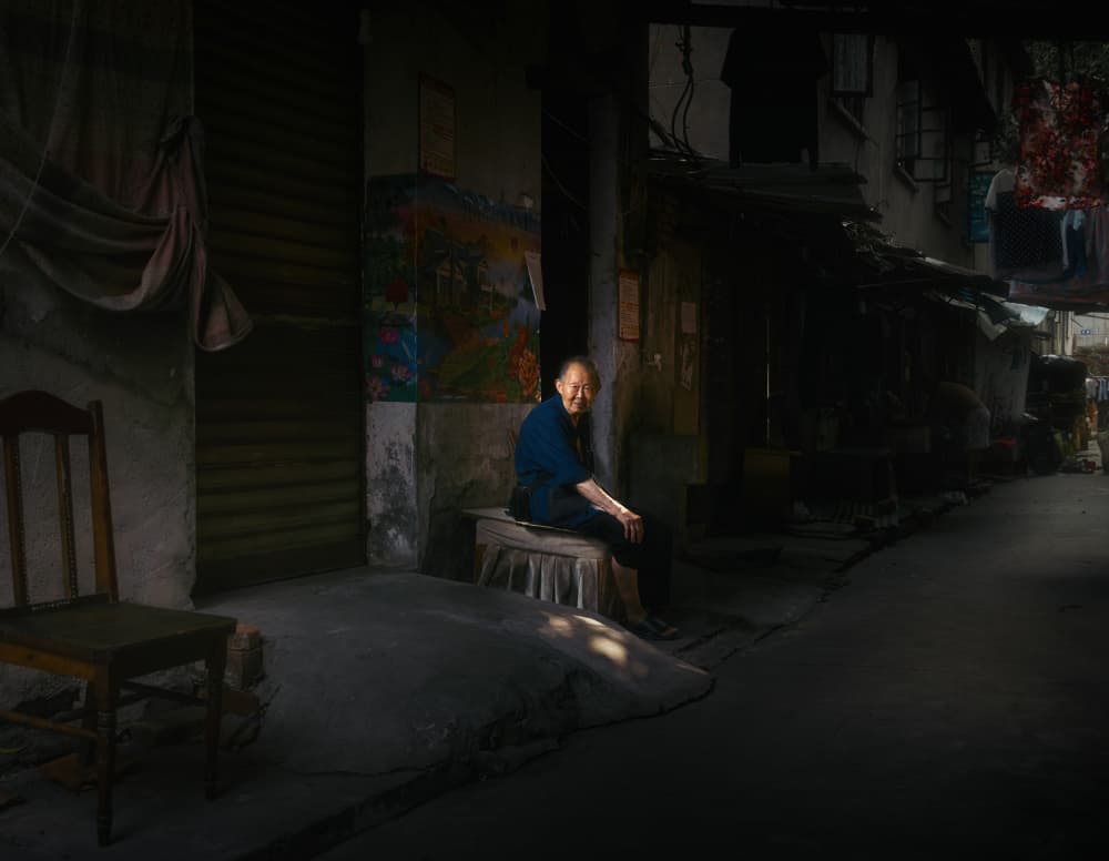 Smiling Woman Alley Light by Alvin Wang — canvas wall art