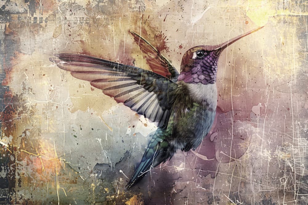 Vibrant Hummingbird Flight by Rafal Kulik — canvas wall art