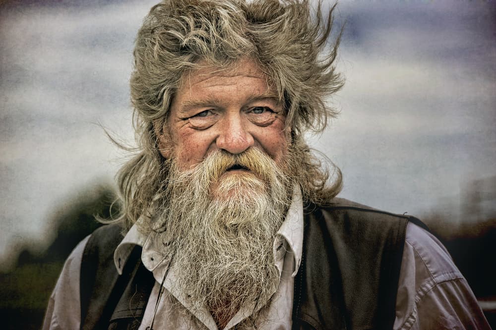 Grizzled Man Portrait by Monika Vanhercke — canvas wall art