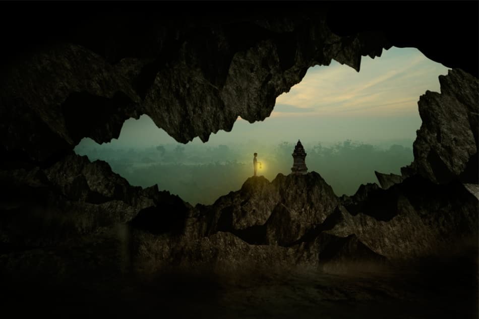Mysterious Cave Opening View by Pink Sword — canvas wall art