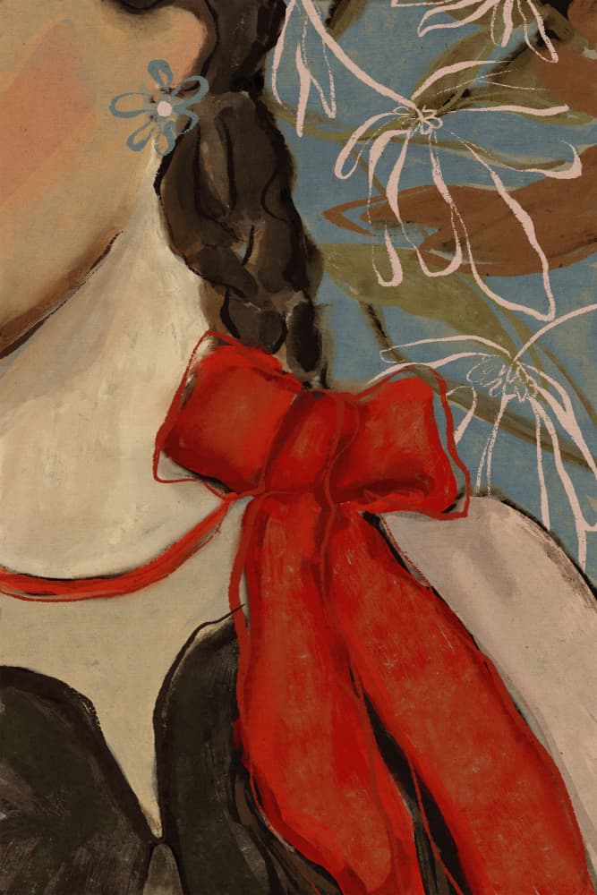 Scarlet Bow Elegance by Treechild — canvas wall art