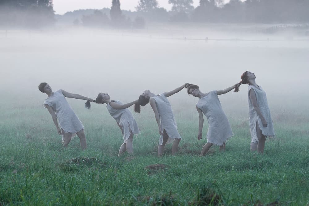 Dancing Women in Mist by Leszek Paradowski — canvas wall art