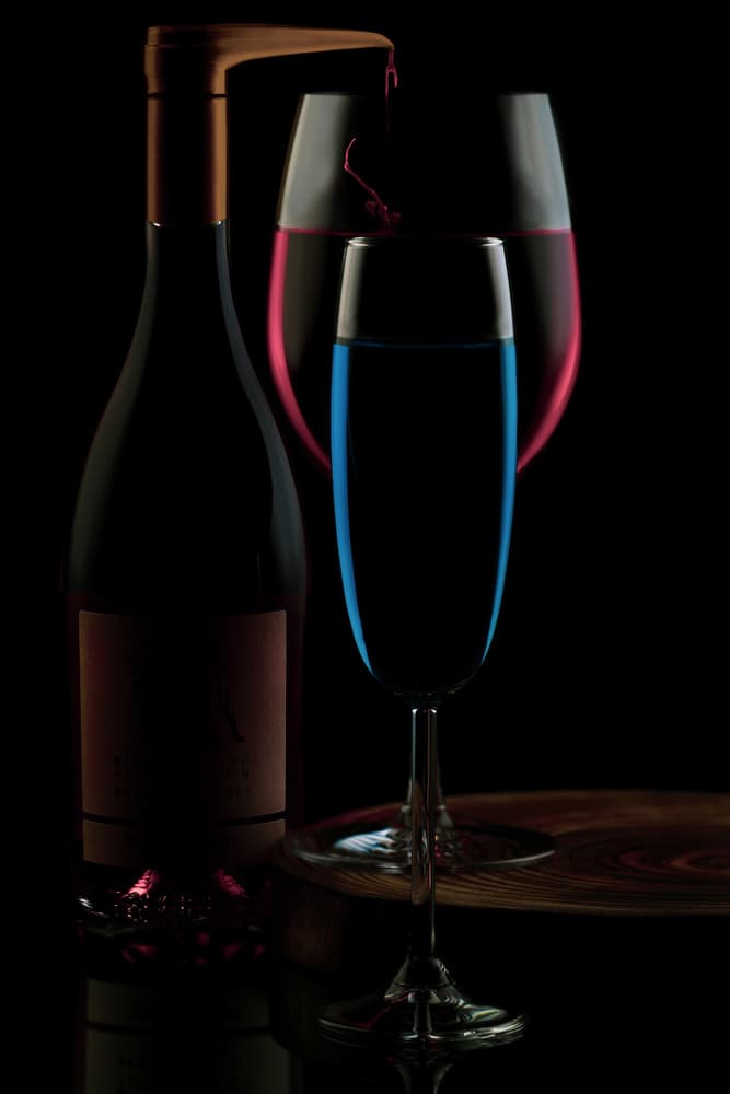 Red Wine Blue Glow by AYMAN KHRBAWE — canvas wall art