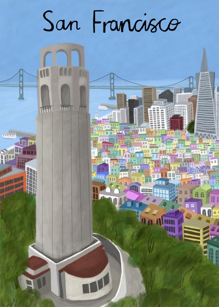 Vibrant San Francisco City by Carla Daly — canvas wall art