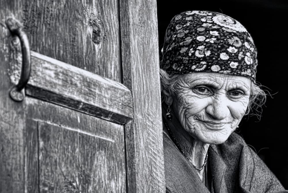 Wise Woman Smiling by Ajit Kumar Majhi — canvas wall art