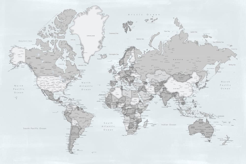 Minimalist World Map by Rosana Laiz Blursbyai — canvas wall art