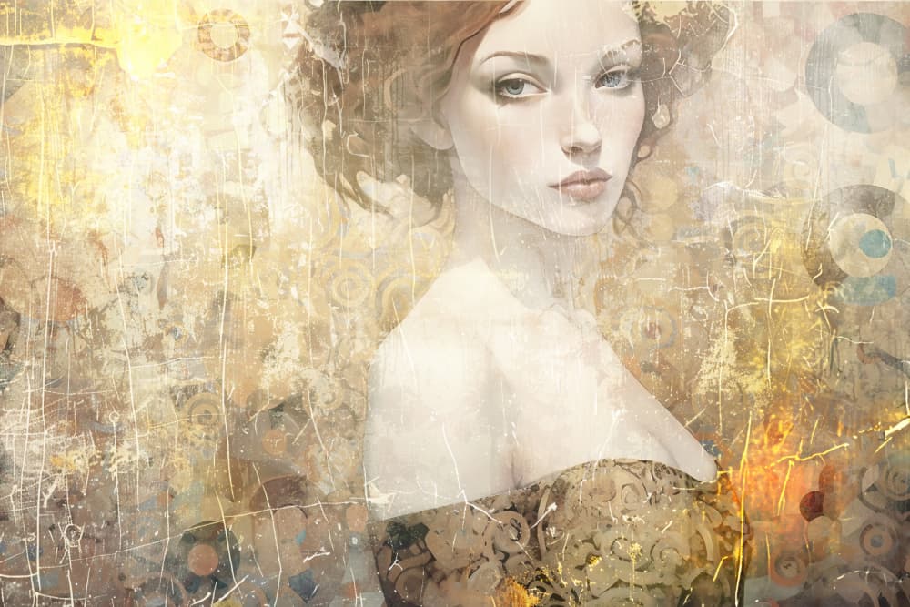 Elegant Golden Gaze by Rafal Kulik — canvas wall art