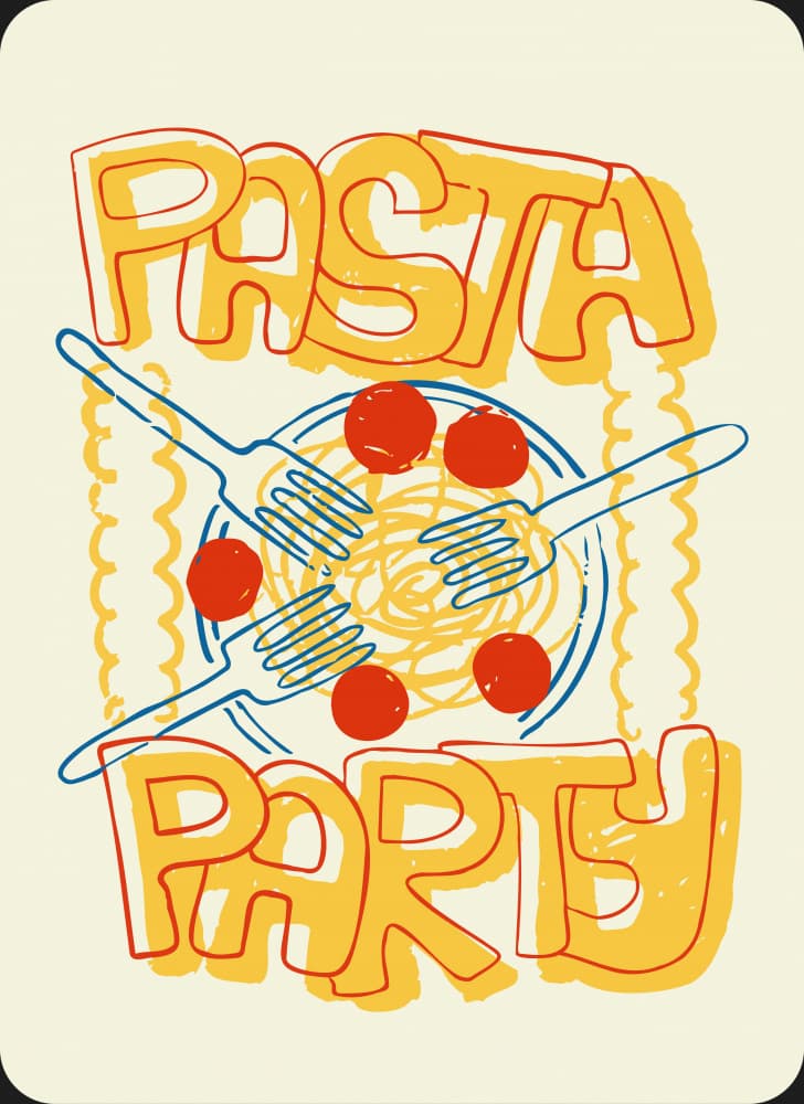 Fun Pasta Party by Marika Barsrsind — canvas wall art