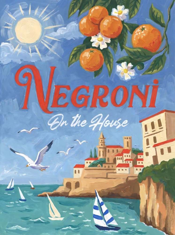 Italian Coastal Negroni by HUGO — canvas wall art