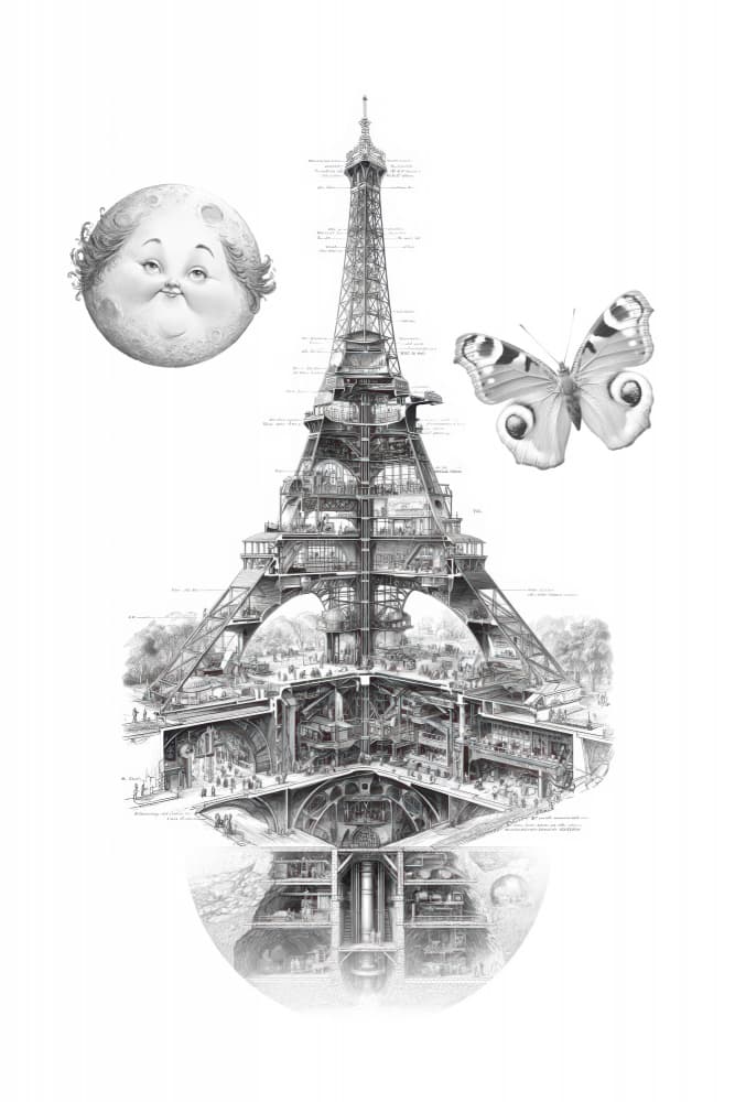 Eiffel Tower Hidden Worlds by Rafal Kulik — canvas wall art