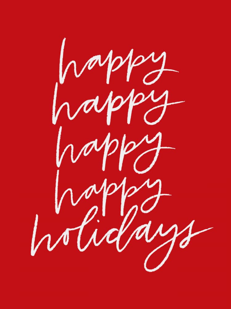 Handwritten Happy Holidays by Jolly and Dash — canvas wall art