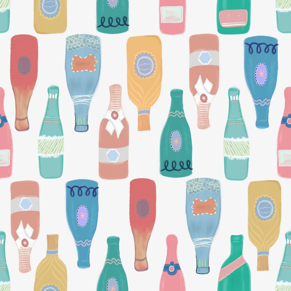 Colorful Celebration Bottles by GULSENGUNEL — canvas wall art
