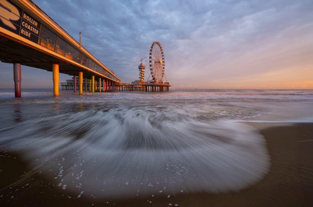 Coastal Pier Sunset by Larry Deng APA — canvas wall art