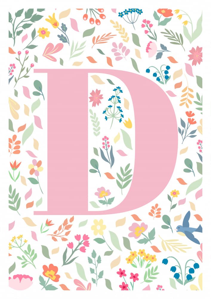 Floral Letter D by Sarah Manovski — canvas wall art