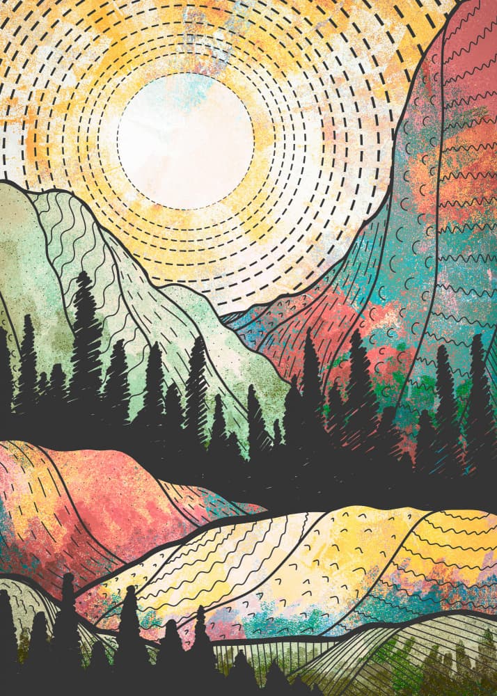 Vibrant Mountain Landscape by Stephen Wade — canvas wall art