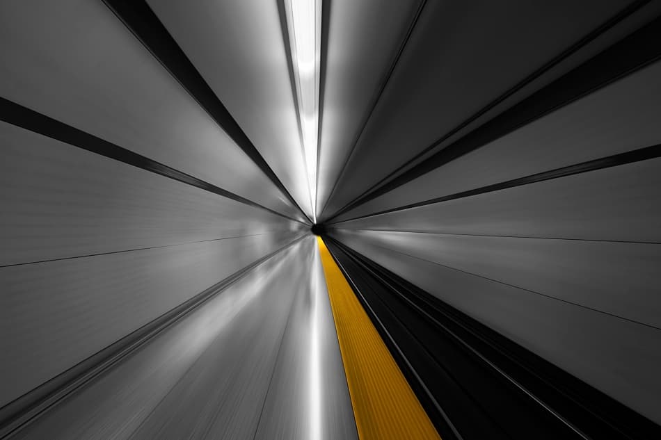 Speeding Subway Tunnel by Dr. Roland Shainidze — canvas wall art
