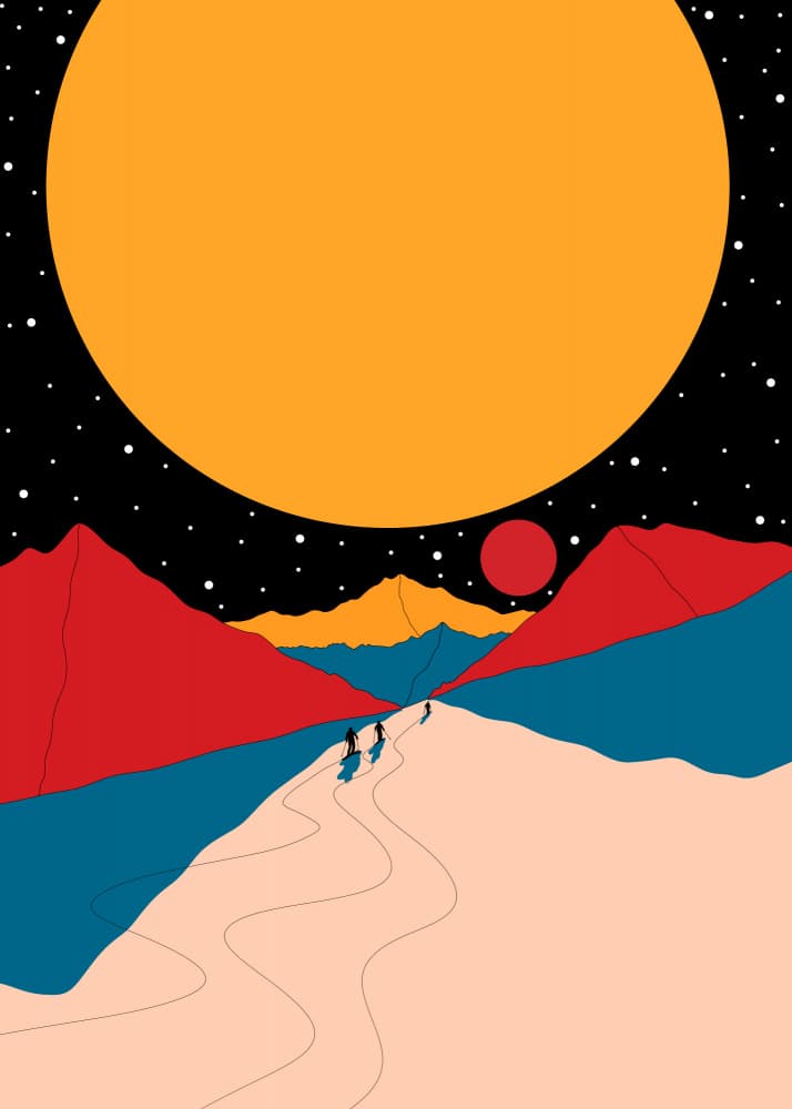 Cosmic Mountain Journey by Stephen Wade — canvas wall art