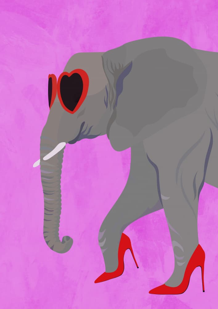 Fashionable Elephant Walk by Sarah Manovski — canvas wall art