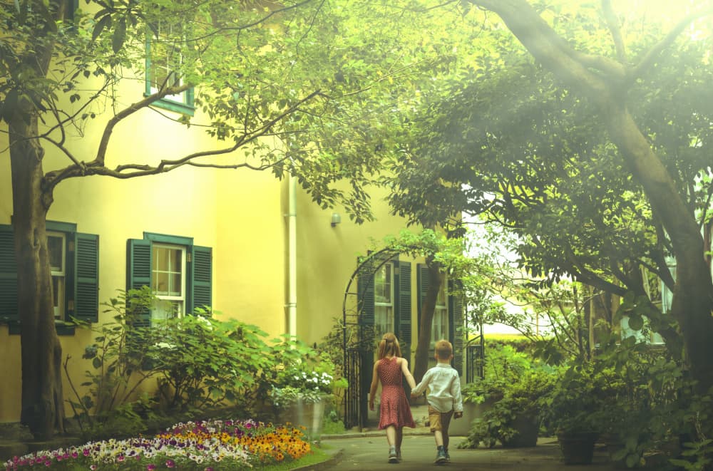 Sweet Childhood Garden Walk by Yasutaka Sameshima — canvas wall art