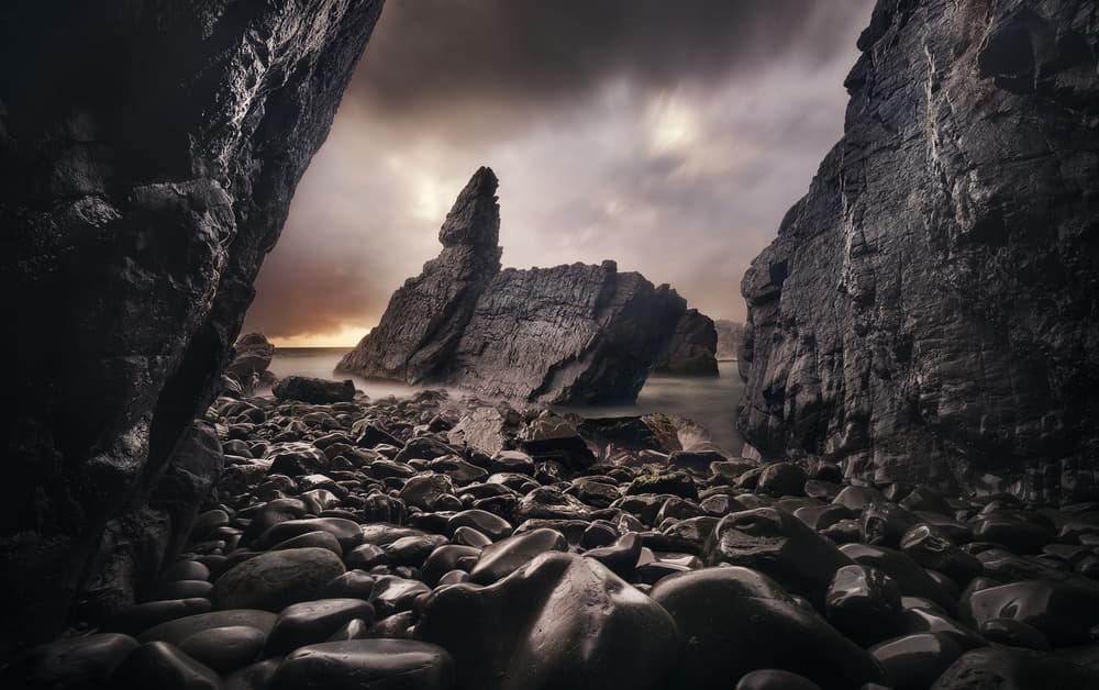 Moody Rocky Coast by Wolongshan — canvas wall art
