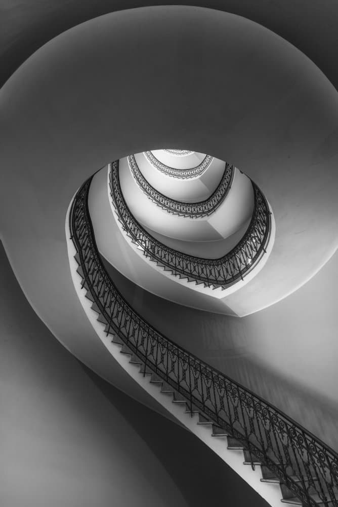 Elegant Spiral Staircase by Jorge Ruiz Dueso — canvas wall art