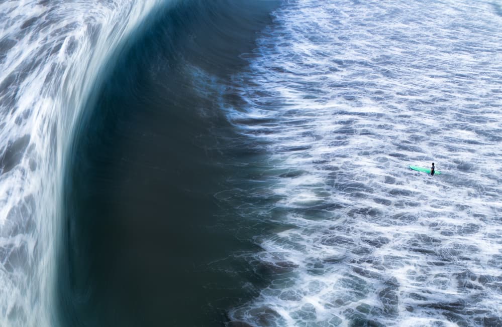Deep Blue Wave Surfer by Takane Sakai — canvas wall art
