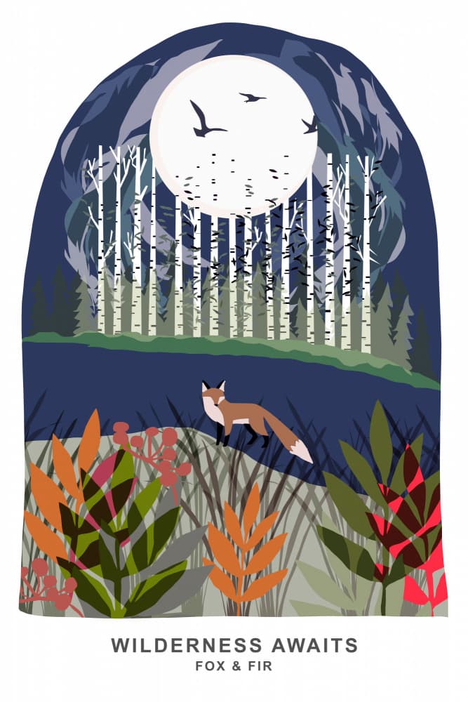 Moonlit Fox Forest by casa cartissi — canvas wall art