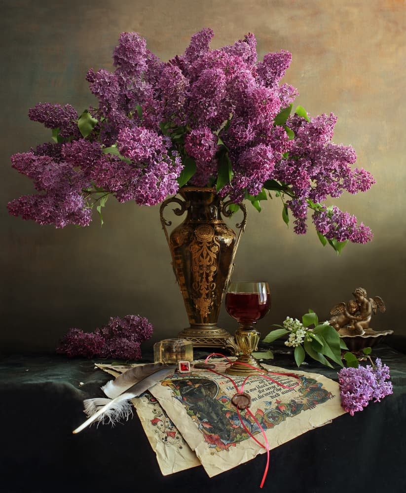 Romantic Lilac Still Life by Andrey Morozov — canvas wall art