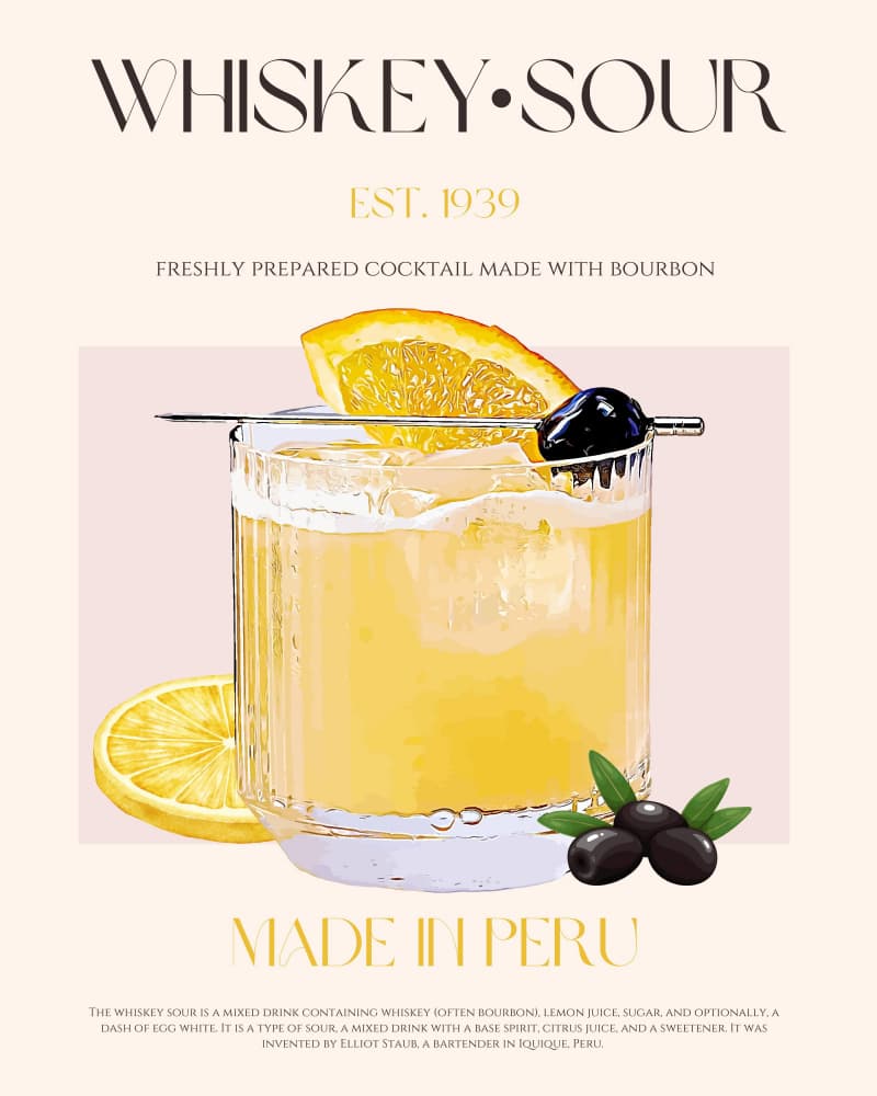 Classic Whiskey Sour by Nazma Khokhar — canvas wall art