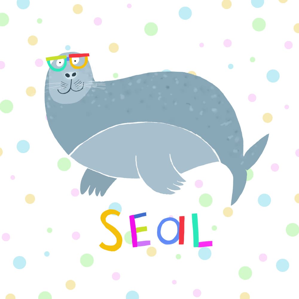 Cute Seal With Glasses by Carla Daly — canvas wall art