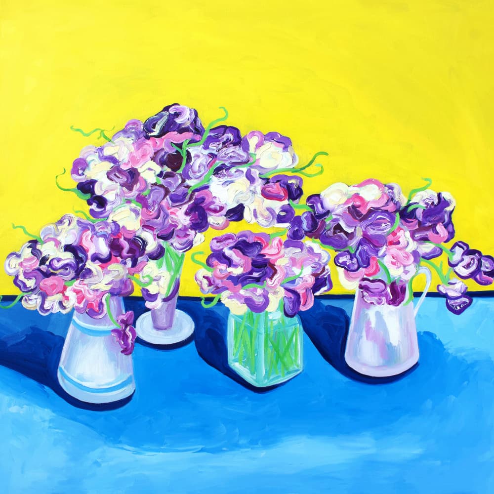 Vibrant Sweet Pea Bouquets by Alice Straker — canvas wall art