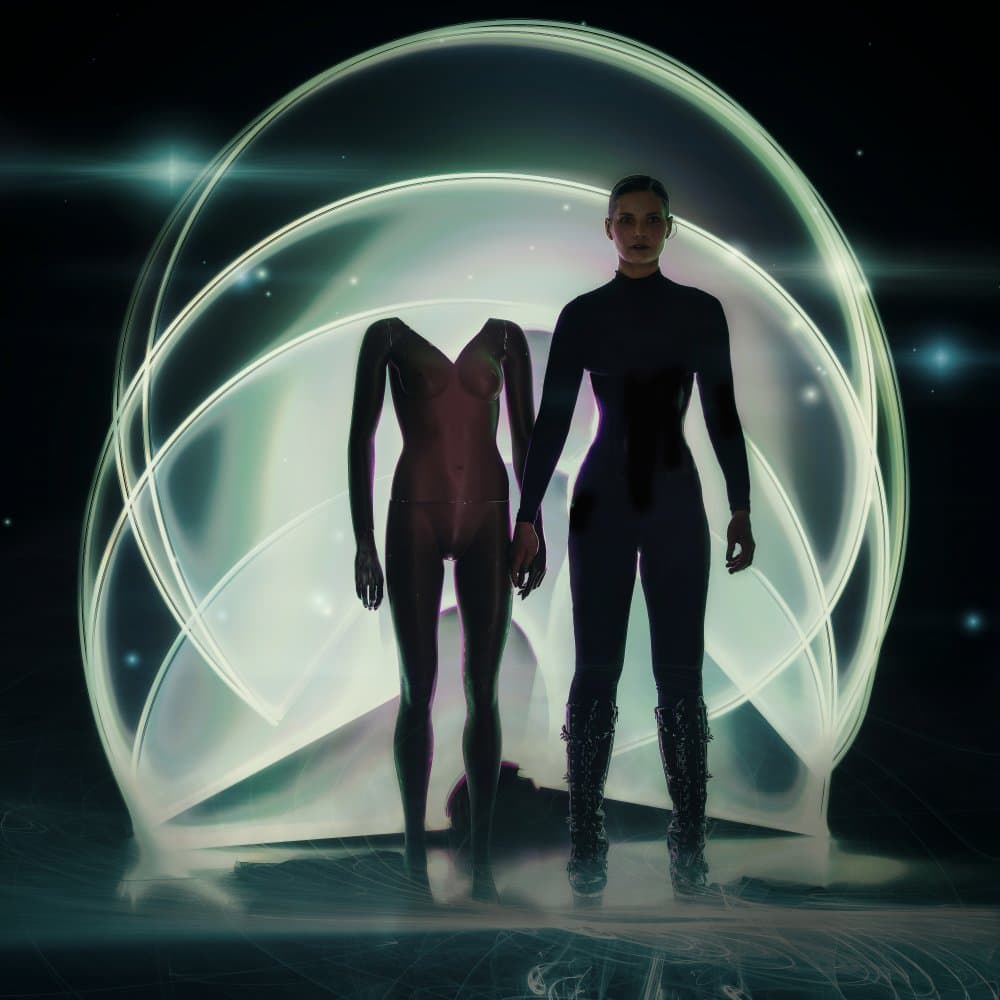 Futuristic Woman and Form by Michaela Firešová — canvas wall art