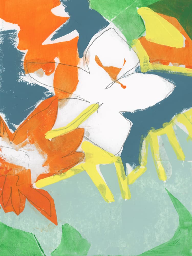 Vibrant Abstract Flowers by cartissi — canvas wall art