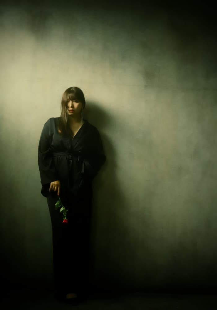 Melancholy Woman With Rose by Blue_Rose — canvas wall art