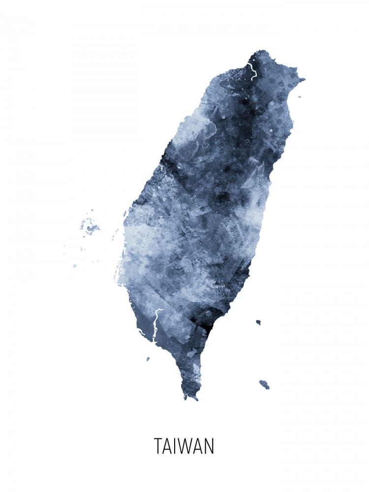 Taiwan Blue Abstract Map by Michael Tompsett — canvas wall art