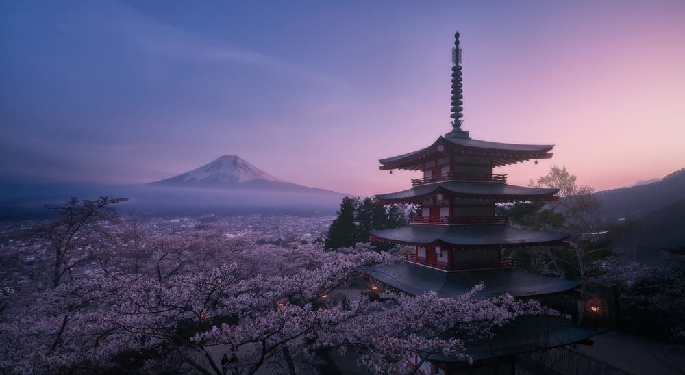 Chureito Pagoda Fuji Dawn by Javier de la Torre — canvas wall art