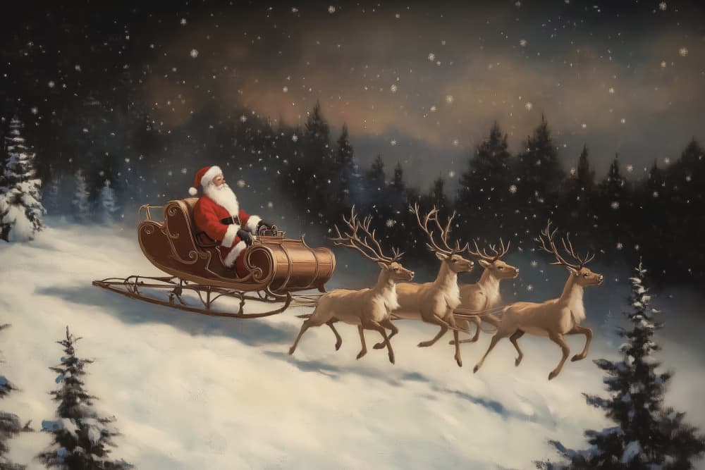 Christmas Sleigh Ride by Melloi Art Prints — canvas wall art
