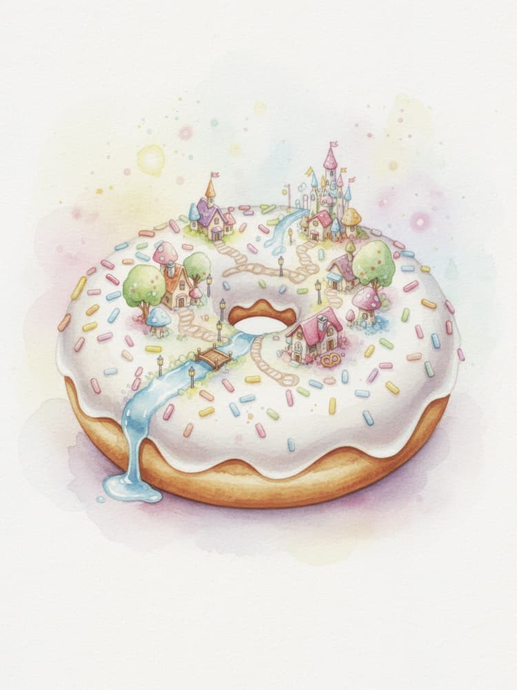 Whimsical Donut Village by Andreas Magnusson — canvas wall art