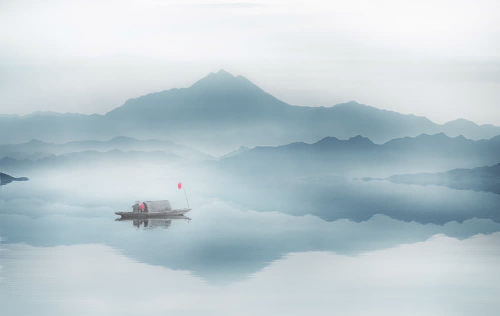 Boat on Misty Lake by Stanley Lee — canvas wall art