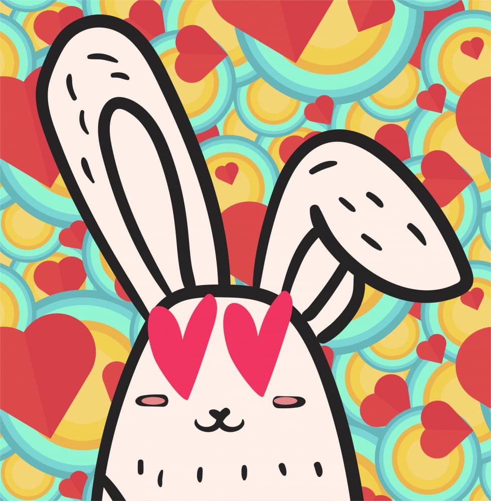 Adorable Heart-Eyed Bunny by Marika Barsrsind — canvas wall art