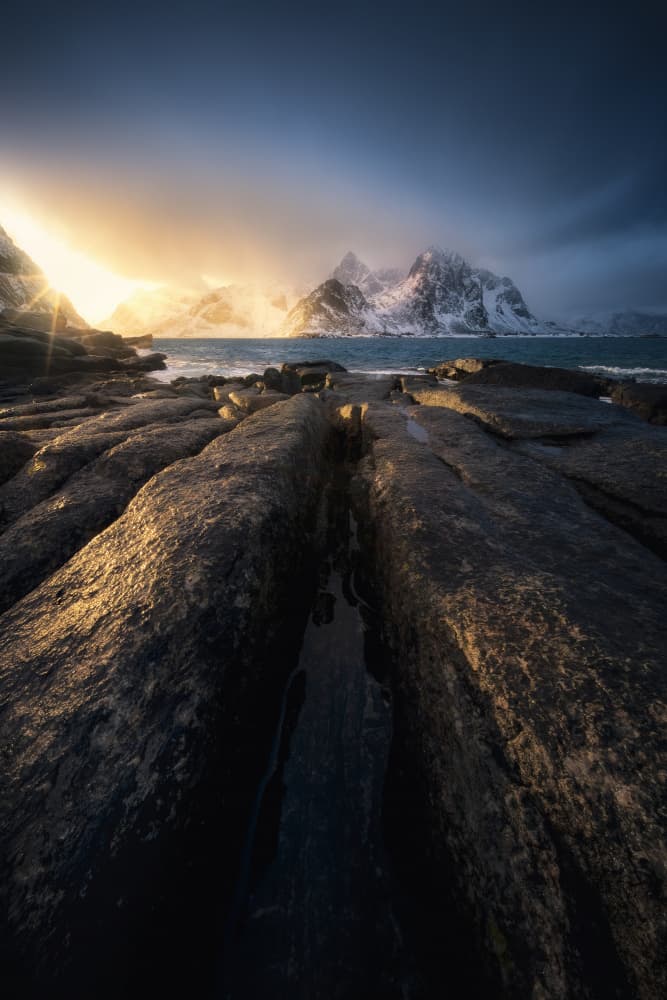 Golden Light Winter Peaks by Marian Kuric QEP — canvas wall art