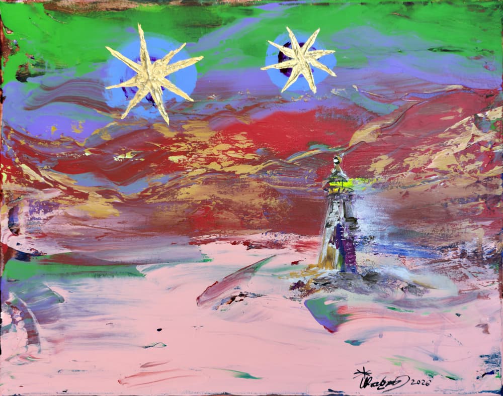 Abstract Lighthouse Stars by Kanat Ibragimov — canvas wall art