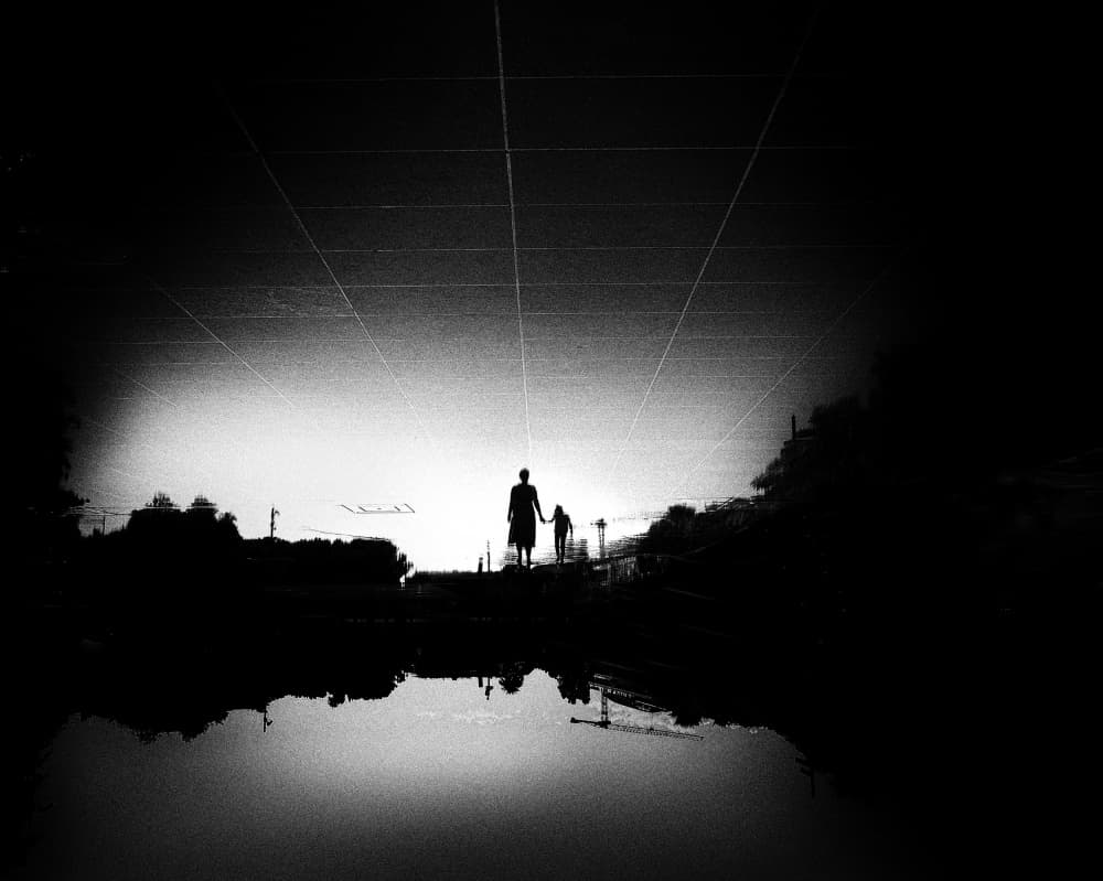 Mother Child Reflection by Mirela Momanu — canvas wall art