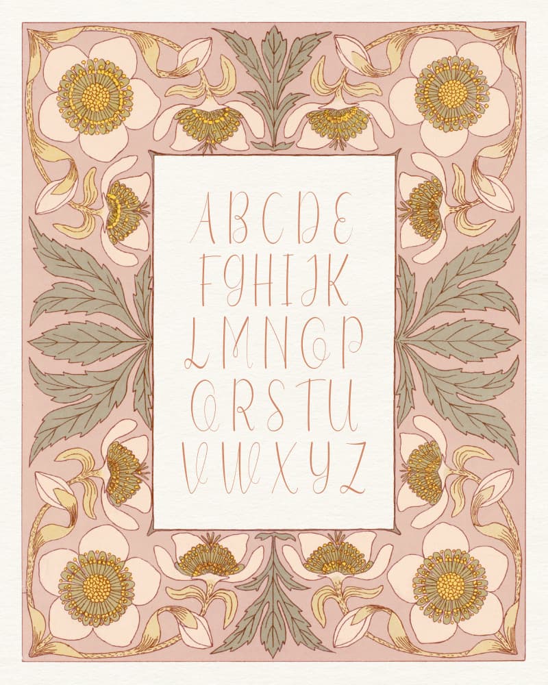 Floral Alphabet Border by Wild Violets — canvas wall art